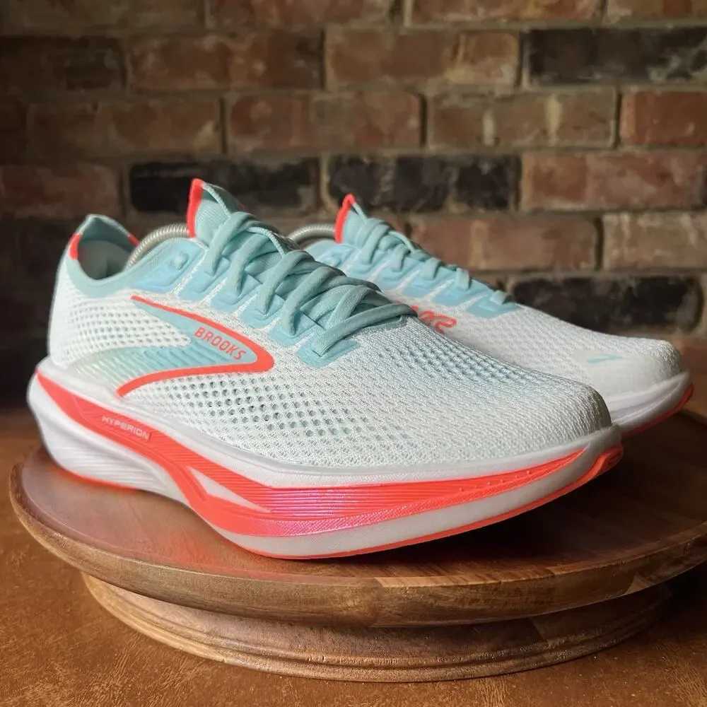 Brooks Hyperion 3 Womens 8.5 White Pink Clay Performance Running Shoes Sneakers - Picture 2 of 16